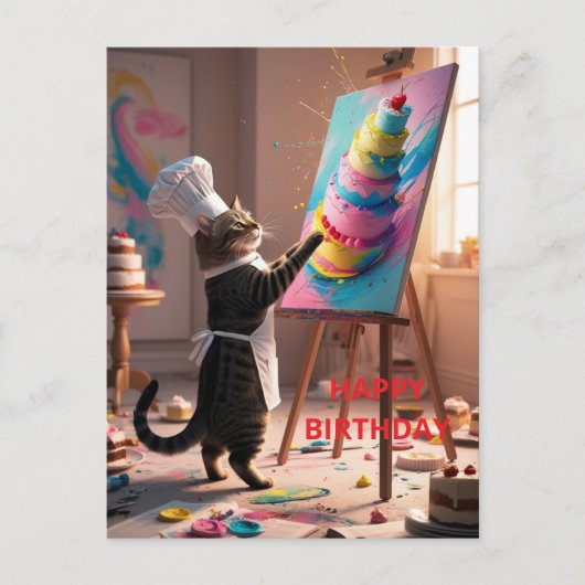 Grappige katten taart gefeliciteerd verjaardagskaa briefkaart (Voorkant)