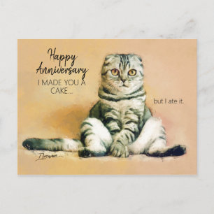 Grappige Katten Taart Gelukkig Jubileum Briefkaart
