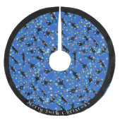 Grappige Katten Tangled In Kerstmis Lichten Custom Kerstboom Rok (Voorkant)