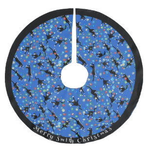 Grappige Katten Tangled In Kerstmis Lichten Custom Kerstboom Rok