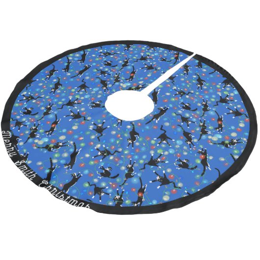 Grappige Katten Tangled In Kerstmis Lichten Custom Kerstboom Rok (Gekanteld)