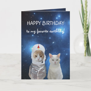Grappige katten UFO Verjaardag Kaart
