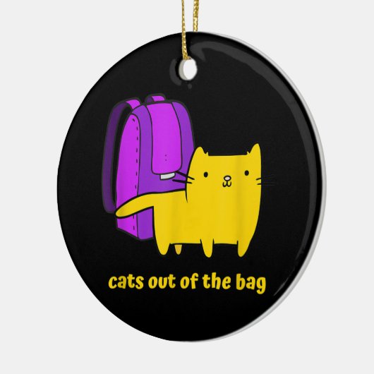 Grappige katten uit de zak keramisch ornament (Links)