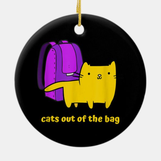 Grappige katten uit de zak keramisch ornament (Achterkant)