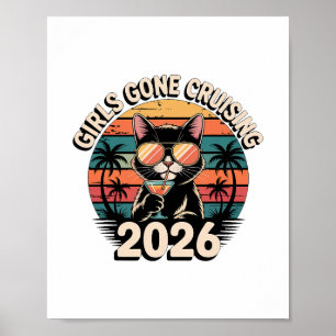 Grappige Katten Vakantie Trip Meisjes Gaan Cruisen Poster