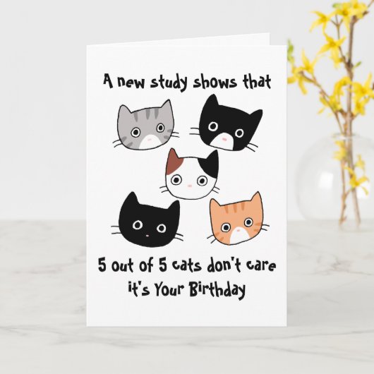 Grappige katten Verjaardag, kat liefhebbende vrien Kaart (Gele Bloem)
