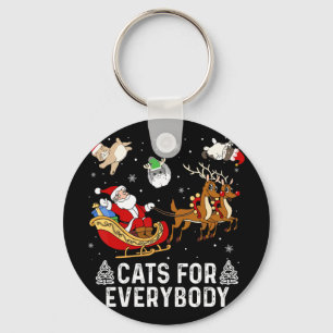 Grappige katten voor iedereen Kerstmisvrouwen Sleutelhanger