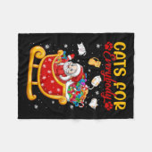 Grappige katten voor iedereen Santa Sleigh Merry C Fleece Deken (Voorkant (Horizontaal))