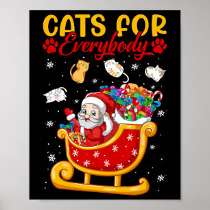Grappige katten voor iedereen Santa Sleigh Merry C Poster