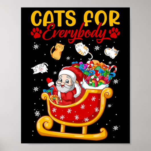 Grappige katten voor iedereen Santa Sleigh Merry C Poster (Voorkant)