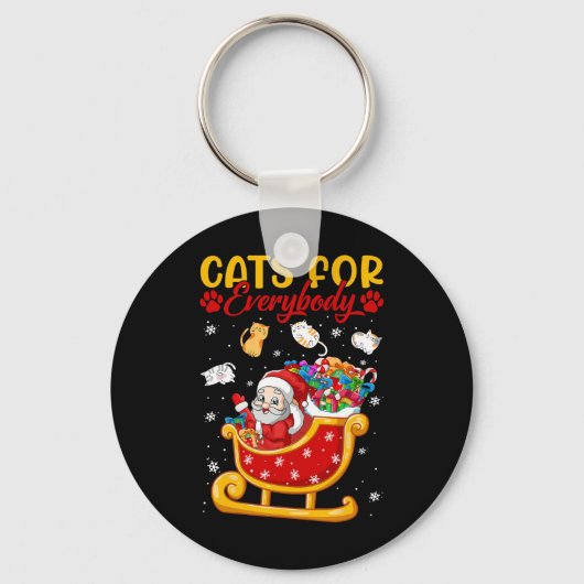 Grappige katten voor iedereen Santa Sleigh Merry C Sleutelhanger (Voorkant)