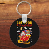 Grappige katten voor iedereen Santa Sleigh Merry C Sleutelhanger (Voorkant)
