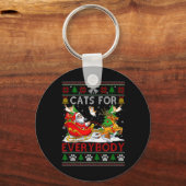 Grappige katten voor iedereen Santa Sleigh Ugly Ch Sleutelhanger (Voorkant)