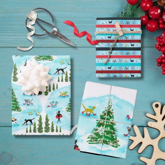 Grappige Katten Winter Wonderland Vakantie Inpakpapier Vel