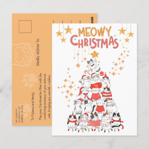 Grappige Katten Xmas Tree Meowy Kerstvakantie Briefkaart