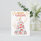 Grappige Katten Xmas Tree Meowy Kerstvakantie Briefkaart (Staand voorkant)