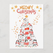 Grappige Katten Xmas Tree Meowy Kerstvakantie Briefkaart (Voorkant)