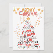 Grappige Katten Xmas Tree Meowy Kerstvakantie Kaart (Voorkant)