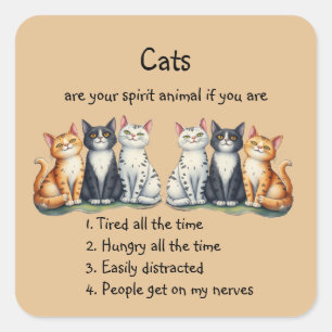 Grappige katten zijn spirituele dier humor grappig vierkante sticker