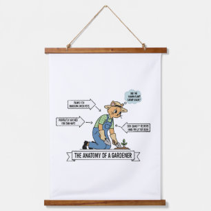 Grappige kattenanatomie van een tuinman Schattig Hangend Wandkleed