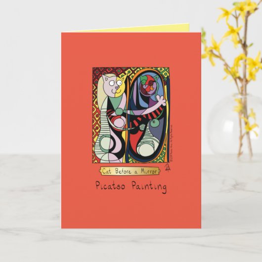 Grappige kattenartiest kaart (Gele Bloem)