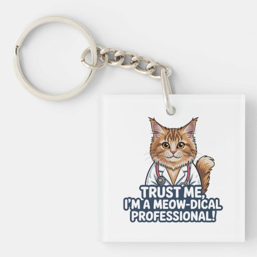 Grappige kattenarts diergrap illustratie sleutelhanger (voorkant)