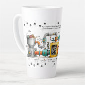 Grappige kattenassemblagemachine latte mok (Linkerhoek)