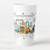 Grappige kattenassemblagemachine latte mok (Voorkant)