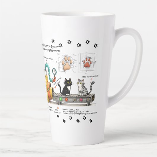 Grappige kattenassemblagemachine latte mok (Rechts)
