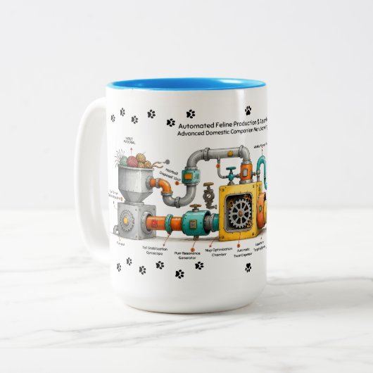 Grappige kattenassemblagemachine mok (Voorkant links)
