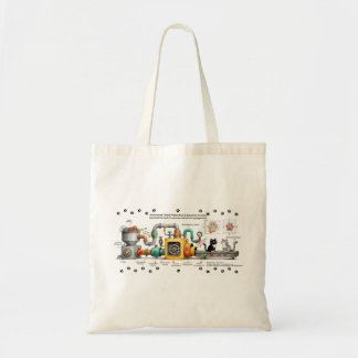 Grappige kattenassemblagemachine tote bag