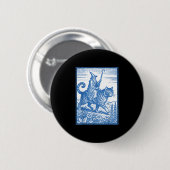 Grappige kattenberijder tovenaar meme ronde button 5,7 cm (Voorkant /achterkant)