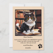 Grappige kattenboeken met verlate verjaardag kaart (Achterkant)