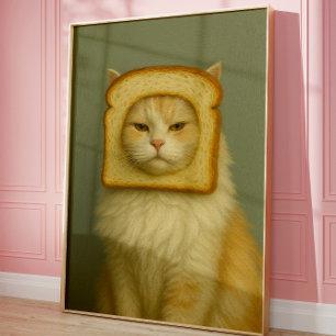 Grappige kattenbrood Surrealistische wandkunstprin Poster