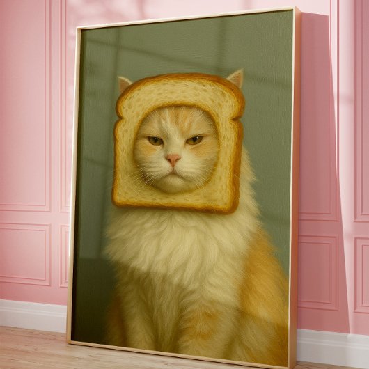 Grappige kattenbrood Surrealistische wandkunstprin Poster