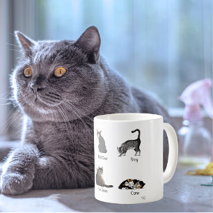Grappige kattencommando's geïllustreerde trainings koffiemok