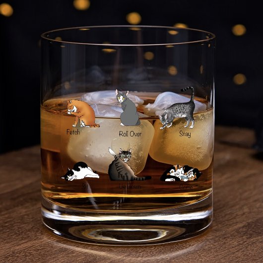 Grappige kattencommando's geïllustreerde trainings whisky glas