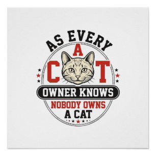 Grappige katteneigenaar citaat vintage graveerontw perfect poster