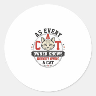 Grappige katteneigenaar citaat vintage graveerontw ronde sticker