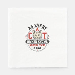Grappige katteneigenaar citaat vintage graveerontw servet