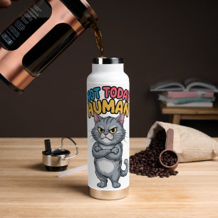 Grappige katteneigenaar waterfles humor