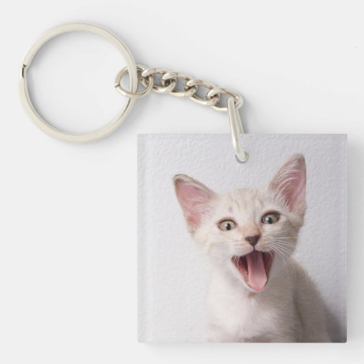 Grappige kattenfoto sleutelhanger (voorkant)