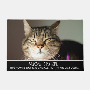 Grappige kattenfoto Welkom thuis mensen zwart Deurmat