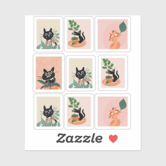 Grappige kattenframe-stickers sticker (Vel)