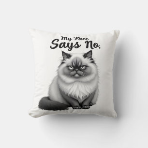 Grappige kattengezicht illustratie – Minimaal knap Kussen