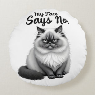 Grappige kattengezicht illustratie – Minimaal knap Rond Kussen