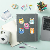 Grappige kattengezichten met Schattigee bloemen Sticker (iPad Cover)