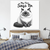 Grappige kattengezichtillustratie – Minimaal knapp Canvas Afdruk (Insitu (Slaapkamer))