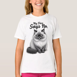 Grappige kattengezichtillustratie – Minimaal knapp T-shirt