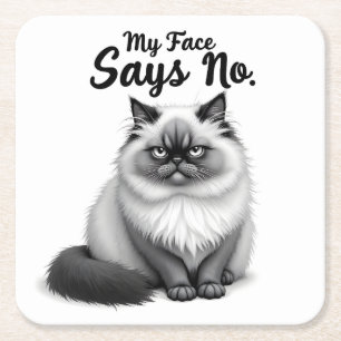 Grappige kattengezichtillustratie – Minimaal leuk Kartonnen Onderzetters